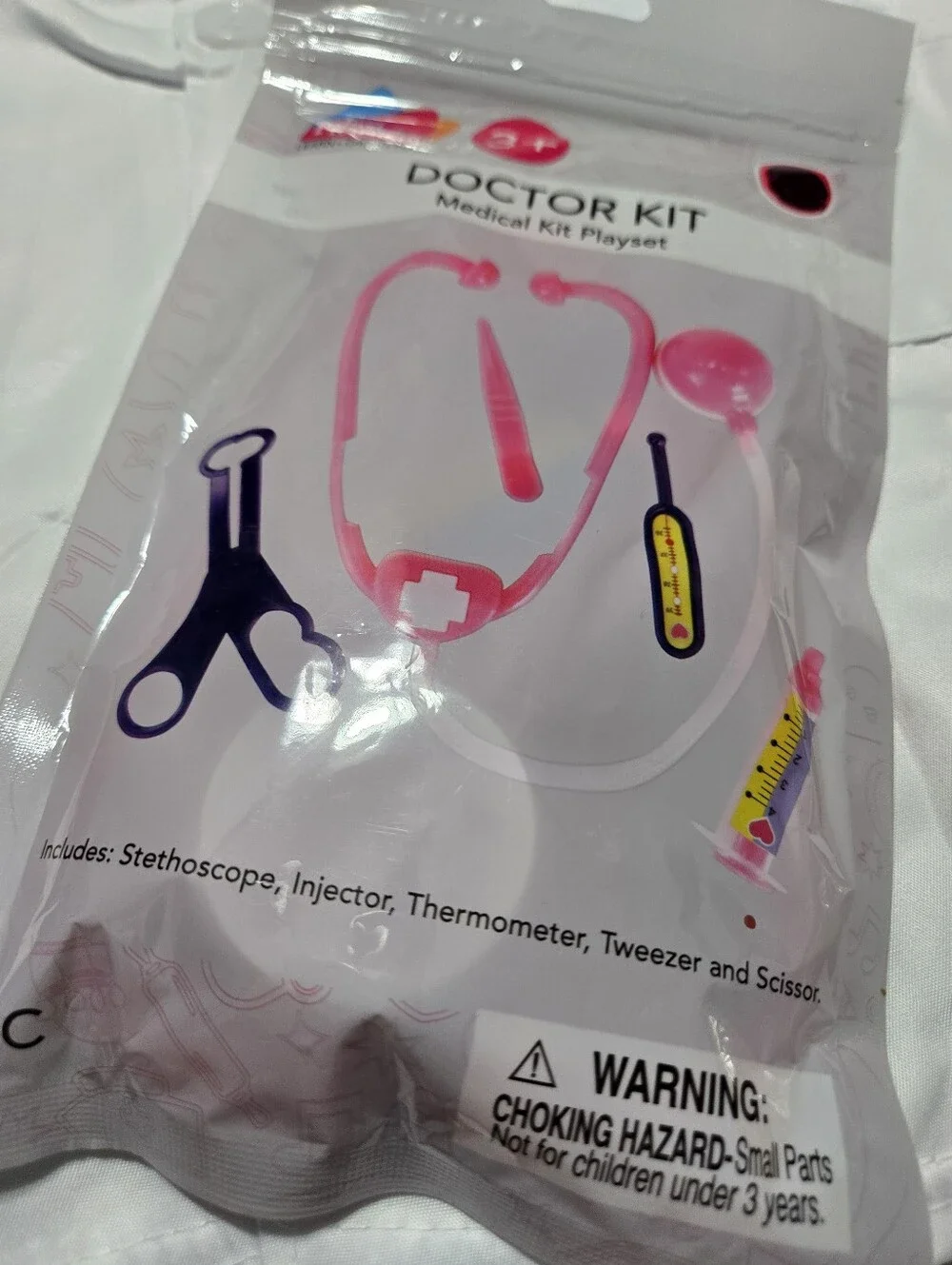 Doctor Kids Halloween Costume with Pink Medical Kit Playset Size M